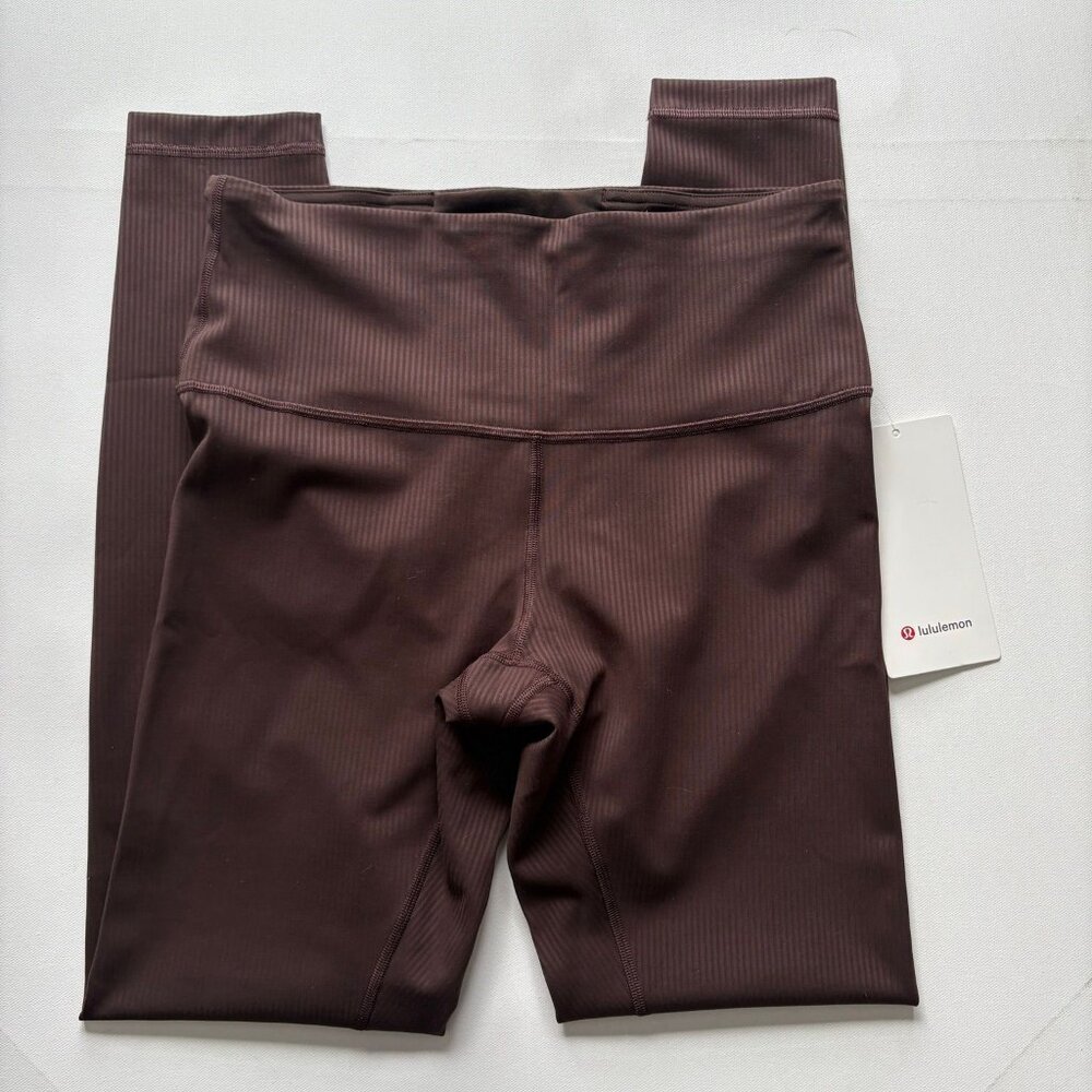 NWT Lululemon Wunder Train Ribbed High-Rise Tight 28" Size 8 in Espresso
